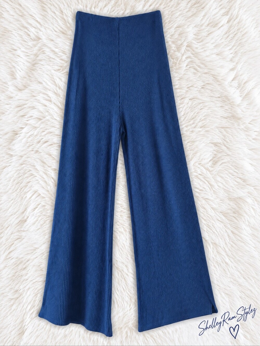 Zenana Navy Ribbed Pants (Pant Only) - Picture 2 of 2